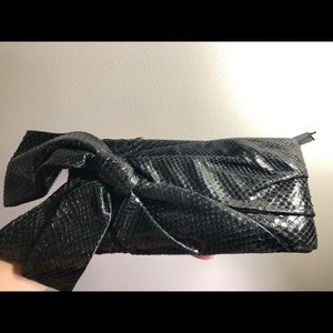 Red Valentino python black leather clutch
